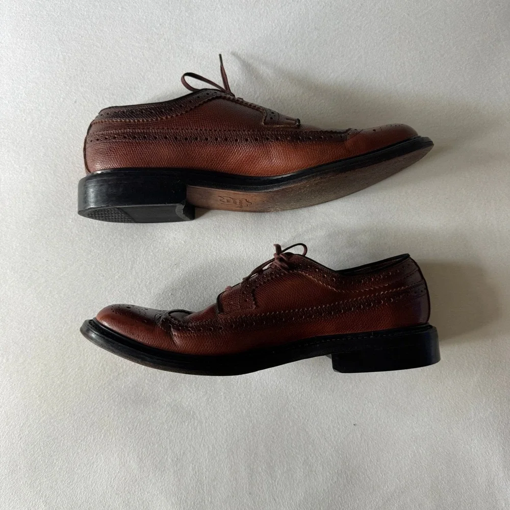Vintage Sears Brogue Oxfords Men 10.5D Brown Leather Wingtip Dress Shoes Preppy